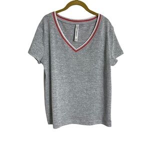 Lorna Jane Gray Red V Neck Academia Oversized Shirt Small